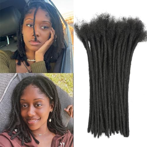 10 Inch 100 Strands Locs Extension Human Hair 0.4cm Dreadlock Extension Natural Black Human Hair Locs Full Handmade Permanent Dreadlock Extensions Can Be Dyed and Bleached for Women Men