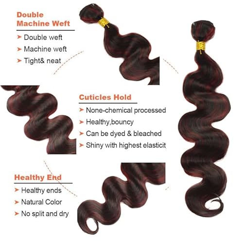 28 28 28 Inch Ombre Burgundy Bundles P1B99J Body Wave Bundles 2 Tone Black Mixed With Wine Red Bundles 8A Brazilian Virgin Hair Extensions Burgundy Body Wave Bundles 300g