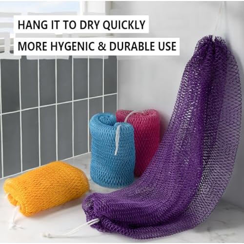 African Net Sponge Authentic - Exfoliating Back Scrub Bath Sponge with Knots - Afro Scrub Body Scrubber Exfoliator Washcloth - African Body Care Daily Use Shower Essentials