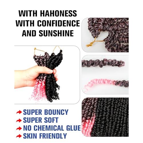 Passion Twist Crochet Hair - Mixed Color Combo Pack (7 Boxes 1B+2 Boxes T1B/Pink), Pre-twisted Pre Looped Synthetic Hair Extensions For Black Women and Kids - 10 Inches