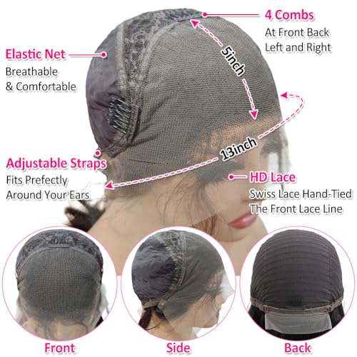Subella HD Lace Front Wigs Human Hair Pre Plucked Straight 220% Density 13x5 HD Lace Frontal Wig With Baby Hair 12A Transparent Human Lace Wigs For Black Women (26inch)