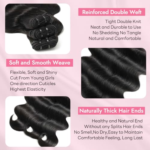 Clip in Hair Extensions Real Human Hair Body Wave 1B Natural Black Clip in 100% Brazilian Remy Human Hair Extensions 8pcs Per Set with 18 Clips Double Weft 16 Inch 90g/3.6oz