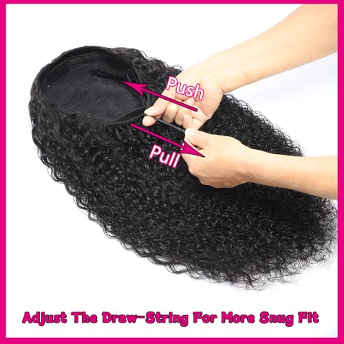 Half Wig Human Hair 200% Density Water Wave Glueless Wigs Human Hair 3 in 1 Drawstring Seamless Flip Over With Adjustable String Invisible Hairline Beginner Friendly Headband Wig 18 Inch