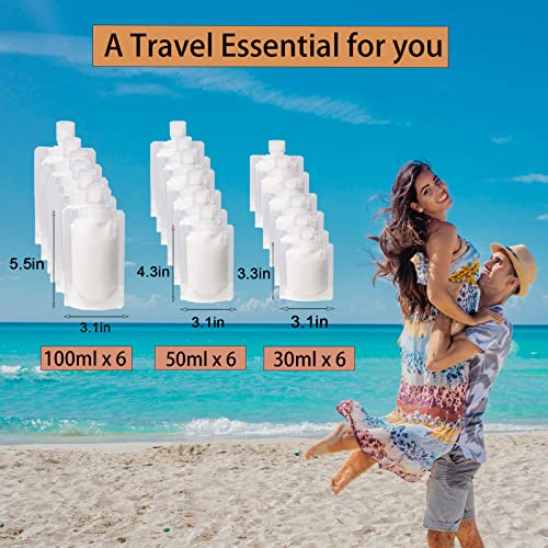 18 PCS Travel Pouches for Toiletries TSA Approved Travel Fluid Makeup Packing Bag Travel Containers for Toiletries Leak Proof Travel Size Toiletries Refillable Cosmetic Containers