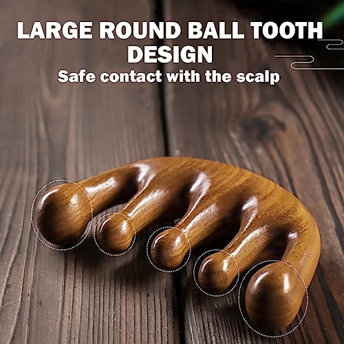 Wooden Scalp Massager - Handmade 100% Natural Green Sandalwood Wide Tooth Combs - Wood Massage Comb & Sandalwood Comb for Luxurious Hair Care