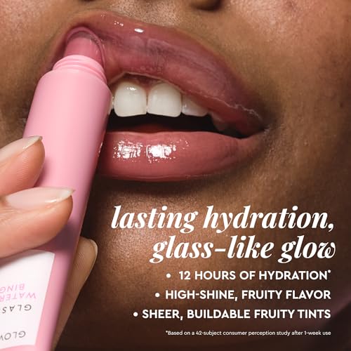 Glow Recipe Glass Balm Lip Treatment - 12Hr Hydrating Lip Balm & Moisturizer with Hyaluronic Acid to Smooth, Plump & Protect from Dryness - Sheer Soft Pink Tint, Watermelon Bingsoo (15 ml)