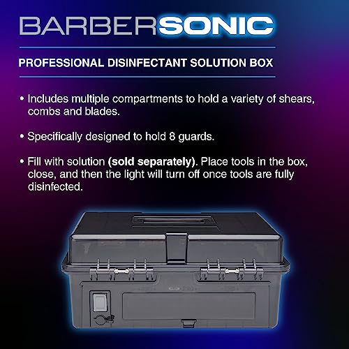 BaBylissPRO BarberSONIC Disinfectant Storage Box for Clipper & Trimmer Blades, Guards and Barber Accessories