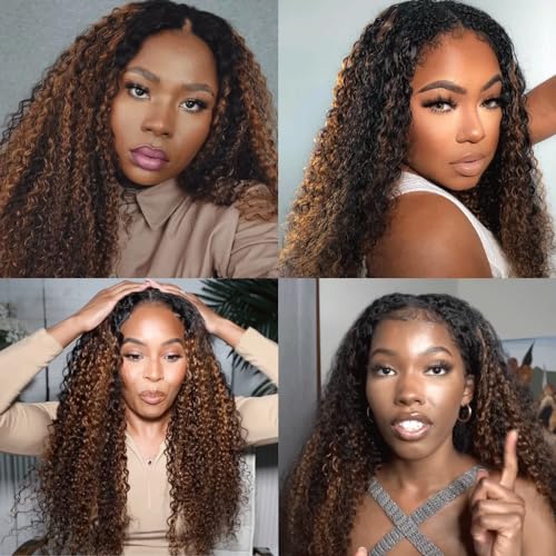 1B30 Bundle P1B30 Highlight Curly Wave Human Hair Bundles Highlight Brown 3 Bundles 34 34 34 Inch Two Tone Black Mixed With Color 30 Kinky Curly Bundle