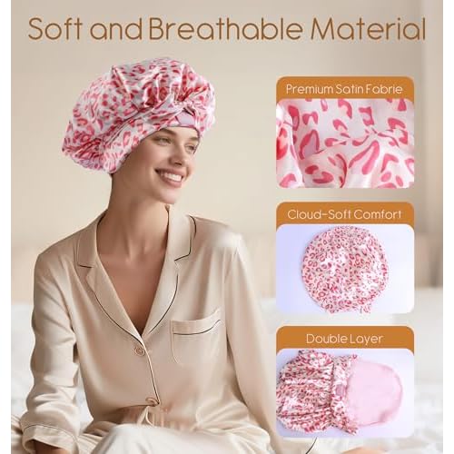 Bluetooth Silk Bonnet for Sleeping Women with Stereo Speaker, Ajustable Sleep Satin Bonnet Ideal Gift for Sleep, Music