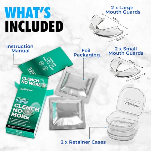 TheSleepGuard Mouth Guard for Clenching Teeth at Night [Pack of 4, Small & Large Sizes] ? Custom Night Guards for Teeth Grinding ? Nighttime Protection During Sleep for Men and Women
