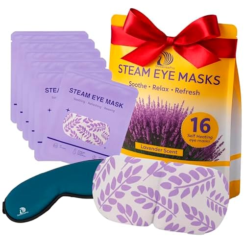Steam Eye Mask - 16 Pack Lavender Self-Heating Warm Compress for Dry Eyes, Puffy Eyes Relief, Cornea Care, and Relaxation ? Soothing & Comfortable Heated Eye Pads