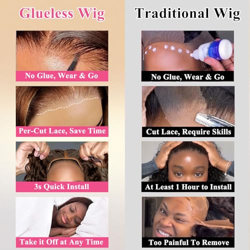 Chocolate Brown Wig 4x4 Hd Lace Front Wig For Black Women Wear And Go Glueless Wigs Human Hair Pre Plucked Pre Cut Colored Water Wave Wavy Chocolate Brown Glueless Wigs Curly Wig Human Hair #4 22inch