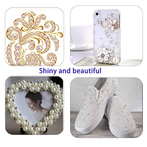5900 Pcs Half Pearls for Crafts Black Nail Pearls for Nail Art Falt Back Pearls for Makeup Craft Pearls for Artists Creative DIY Flatback Pearls for Nails (2/3/4/5/6/8/10mm) , (ZZ003)