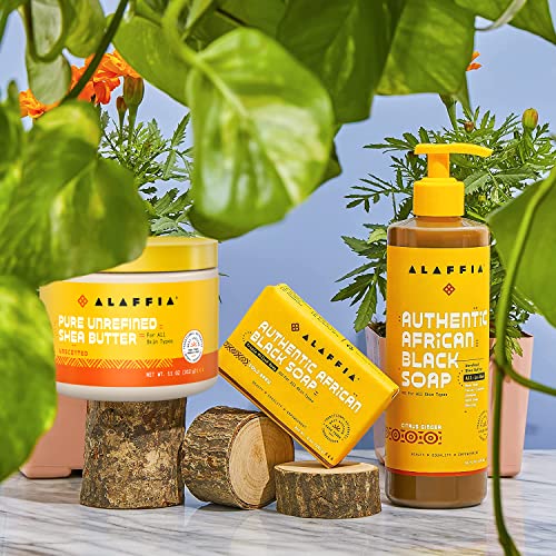 Alaffia EveryDay Shea Authentic Shea Butter, All Skin Types, Help Moisturize and Soften Skin with Shea Butter, Unscented, (2 Pack-11 Fl Oz Ea)