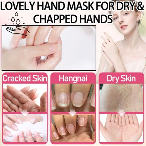 6PCS Hydrating Hand Mask Gifts Set,Intensive Cute Hand Masks for Dry Cracked Hands,Gentle Long Lasting Hand Masks Moisturizing Gloves for Soft and Smooth Touch Hands