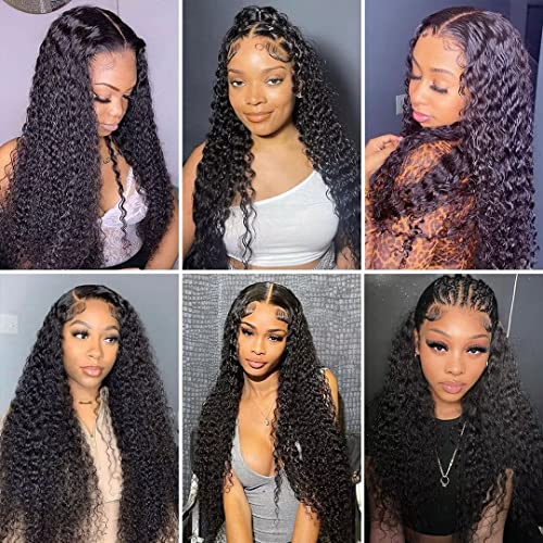 5x5 Lace Closure Wig Deep Wave 5x5 Hd Lace Closure Wigs Human Hair For Women 180% Density 100% Virgin Human Hair Free Part 5x5 Deep Curly Closure Wig Pre Plucked Realistic Looking 24 inch