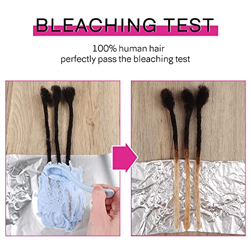 100% Loc Extensions Human Hair, 14Inch 0.6cm 40 Strands Handmade Dreadlock Extensions for Men Women Kids (#Natural Black)