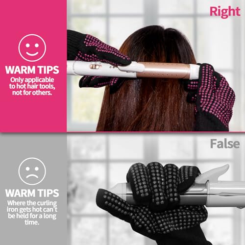 Heat Gloves for Hair Styling, 2PCS Heat Resistant Gloves and Silicone Mat Pouch for Curling Irons, Hair Straighteners, and Flat Irons