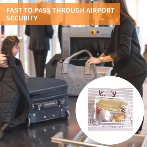 2pcs Clear PVC Toiletry Bag Transparent Waterproof Cosmetic Bag Minimalism Makeup Bag Small neat Cosmetic Pouch Summer Beach Purses Organize (Smile White)