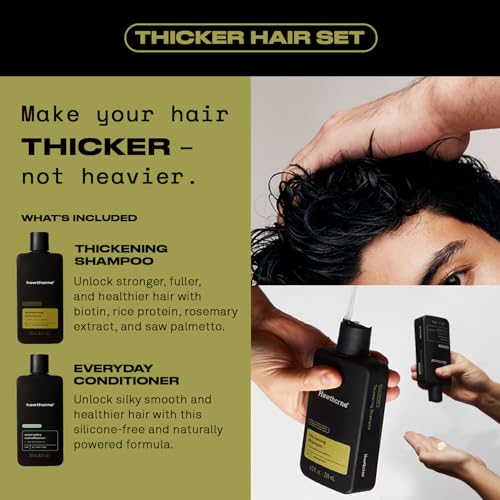 Hawthorne Thicker Hair Shampoo and Conditioner Set. Men¡¯s All Natural Shampoo and Conditioner Set with Thickening Shampoo and Everyday Conditioner. Sulfate Free, Paraben Free. 8 Fl Oz Each.