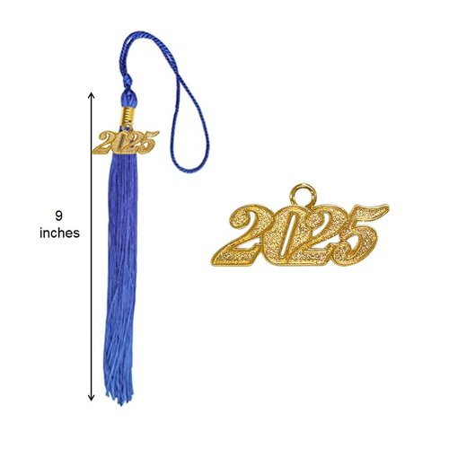 Happy Secret Unisex Shiny Kindergarten and Preschool Graduation Cap with 2025 Tassel 2024 Year Charm for Kids Royal Blue