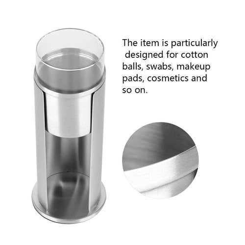 Tomotato Cotton Pad Holder - Stainless Steel Qtip Makeup Removers Dispenser with Lids, 2.9x7.3 inch