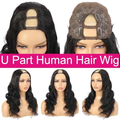 U Part Human Hair Wig Body Wave U Part Wig Human Hair for Black Women Glueless Wigs Human Hair Clip Natural Hair Wig Beginner Friendly Middle Part 180% Density 26inch