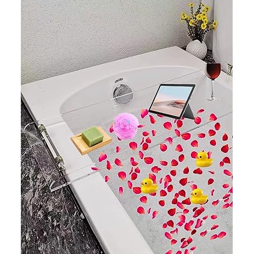 WANLIAN 33-Inch Luxury Bathtub Caddy Tray for Bathroom - Shower Storage Organizer Shelf With Silver Handles