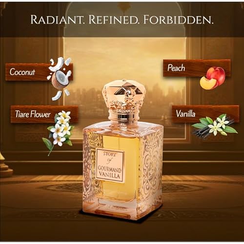 Prince Parfums Dubai ? Story of Gourmand Vanilla ? Women¡¯s Extrait de Parfum 3.4 Ounces ? Luxury Perfume with Coconut, Peach, Tiare Flower & Vanilla ? Romantic, Sweet & Long Lasting Fragrance