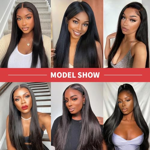 Seamless Clip in Hair Extensions Real Human Hair Full Head Natural Black PU Seamless Hair Extensions Straight 8pcs 120g Clip ins 100% Remy Human Hair Extensions For Women (26 inch, #1B)