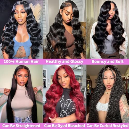 12A Human Hair Bundles with Closure 18 20 22 24+16 Inch Body Wave 4 Bundles Human Hair with 5x5 HD Lace Closure Brazilian Unprocessed Virgin Natural Black