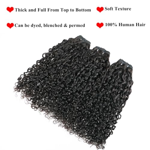 16A Double Weft Pixie Curly Human Hair Bundles 14 16 18 Inch 3 Bundles Burmese Curly Bundles Human Hair 3C4A 100% Unprocessed Brazilian Raw Virgin Hair Extensions Quick Weave Extensions Natural Color