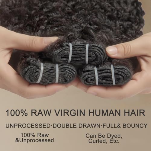 Burmese Curly Bundles Human Hair 16 Inch Water Wave 100% Unprocessed Brazilian Virgin Hair Quick Weave Hair 3C4A Deep Curly human hair wet and wavy bundles for Women Natural Black