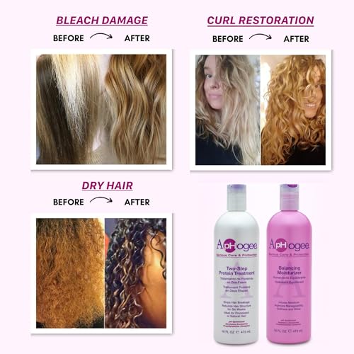 Aphogee Hair Care Double Bundle ? Two-Step Protein Treatment (16 fl oz) & Balancing Moisturizer (16 fl oz)