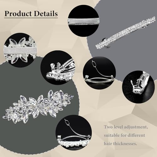 4 Pieces Rhinestone Hair Clips Leaf Wedding Hair Pins Crystal Bobby Pins Silver Bridal Hairpin Barrette for Brides Bridesmaids Flower Girls