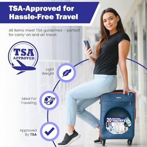 Trektote Travel Toiletry Kit For Men And Women ? 20 Piece Set of Travel Size Toiletries, TSA Compliant, Includes Shampoo And Conditioner, Body Wash, Toiletry Bag & More