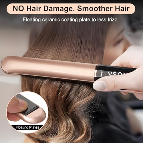Flat Iron Hair Straightener with Floating Plates Get Shinier & Smoother Hair, 14 Adjustable Temp, Dual Voltage Digital Display 200¢µ-460¢µ