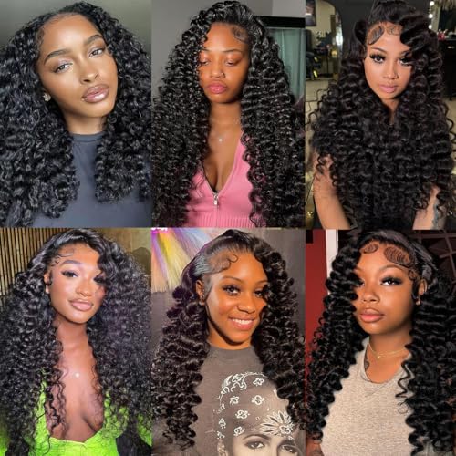 SWEETGIRL Deep Wave Human Hair Bundles Burmese Curly Bundles Human Hair Quick Weave with Spiral End Sew in Hair Extensions Real Virgin Remy Hair 18 Inches 1 Bundle Natural Color