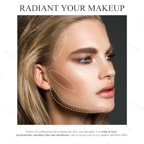 KYDA Highlighter Contour Palette Kit, Glossy Face Illuminator & Natural Matte Contour Bronzer, Lasting Glow Face Sculpting Contouring Makeup, Blendable Formula, Sun Glow & Taupe