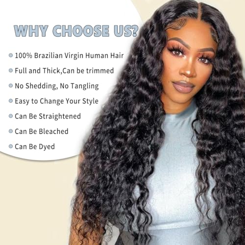 LICHANG 12A Human Hair Bundles 26 28 30 Inch Deep Wave Bundles Human Hair 100% Unprocessed Brazilian Virgin Weave Bundle s 3 Bundles Real Natural Black for Black Women
