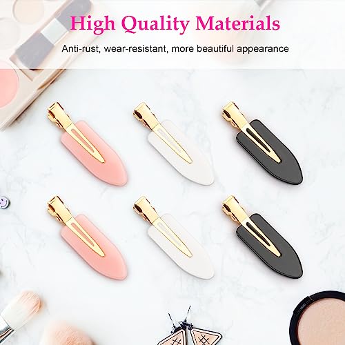 D 6 Pcs Creaseless Hair Clips No bend No Crease Hair Clip Makeup Clips for Women and Girls Flat Hair Clips for Hairstyling Salon Golden Handle