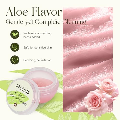 CALAILIS Lash Remover for Lash Extensions Low Irritation Eyelash Extension Remover for Sensitive Skin Quick Dissolves Lash Extension Remover Kit for Professional or Salon Use (10g, Rose)