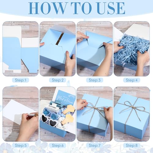 Geiserailie 40 Pcs 8 Set Bridesmaid Proposal Gifts Will You Be My Bridesmaid 4.1in Square Hair Claws Heart Sunglasses(Blue)