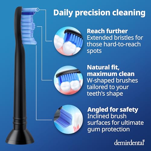 Replacement Heads - Compatible with Philips Sonicare Replacement Heads - Medium Replacement Toothbrush Head - Replaces HX6015/03 SimplyClean Toothbrush Heads - Black - 8 Pack