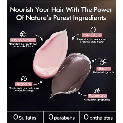 Dual Essence Hair Growth Shampoo and Conditioner Set with Biotin&Tripeptide, 3X Moisturizing Biotin Shampoo for Softer Shiner Hair, Anti-Loss Dandruff Routine Rosemary Shampoo for Men Women, 2x16.9oz