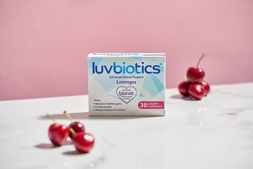 Luv Biotics Cherry Lozenges with Probiotics & Xylitol Promotes Healthy Oral Microbiome for Healthy Gums, Fresh Breath & Cavity Protection. No Artificial Colours/preservatives. 3 Pack of 30's