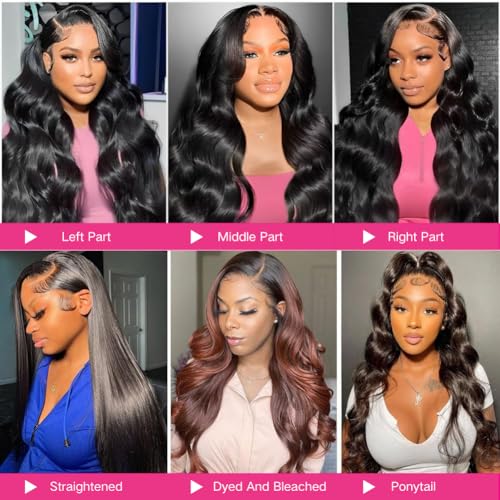 CHUDI 28 Inch 13x6 Body Wave Lace Front Wigs Human Hair 220% Density Glueless Wigs Pre Plucked Natural Hairline 13x6 HD Transparent Lace Frontal Wigs Human Hair for Women