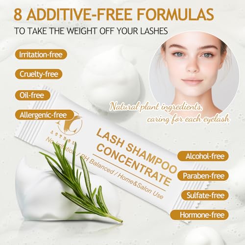 Lash Shampoo Concentrate Unscented Eyelash Cleanser Concentrate Pack 12 Bags Lash Wash Concentrate Foaming DIY Lash Foam Concentrate Eyelash Extensions Shampoo Travel Home Care Eyelash Supplies
