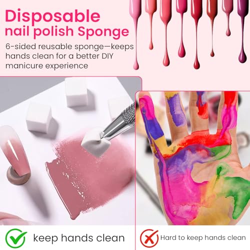 150 PCS Nail Sponges For Ombre Nail Art Supplies Brushes Design Tools Nail Tech Must Haves Accessories With 1 PCS Grab Pen for Salon And Home (White, Medium Pack)