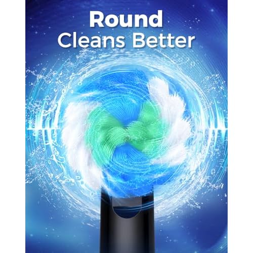 Rotating Electric Toothbrush with 8 Brush Heads for Adults and Kids, 3 Modes Rechargeable Power Toothbrush with 2-Minute Smart Timer, 45-Day Battery Life